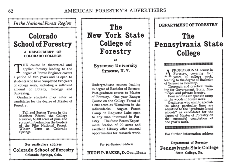 1916 American Forestry ad