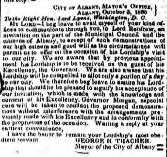 Albany Argus October 16, 1860